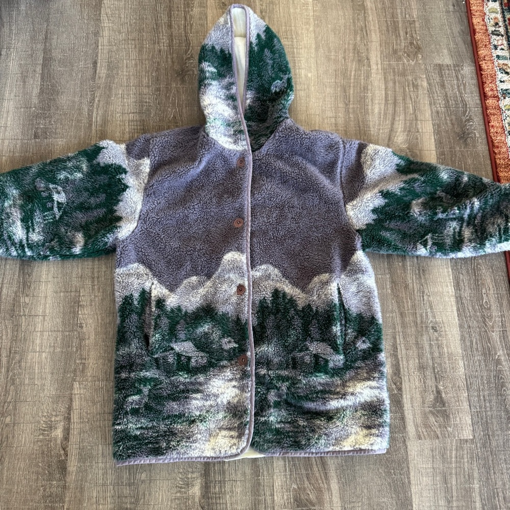Vintage Reversible Deer Design Fleece Coat - Picture 3 of 8